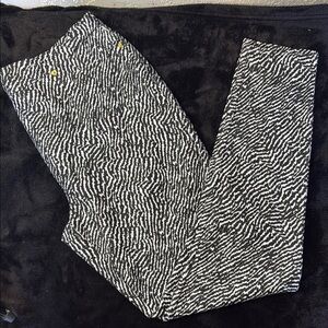 Michael Kors Black and White Leggings with Zebra Print